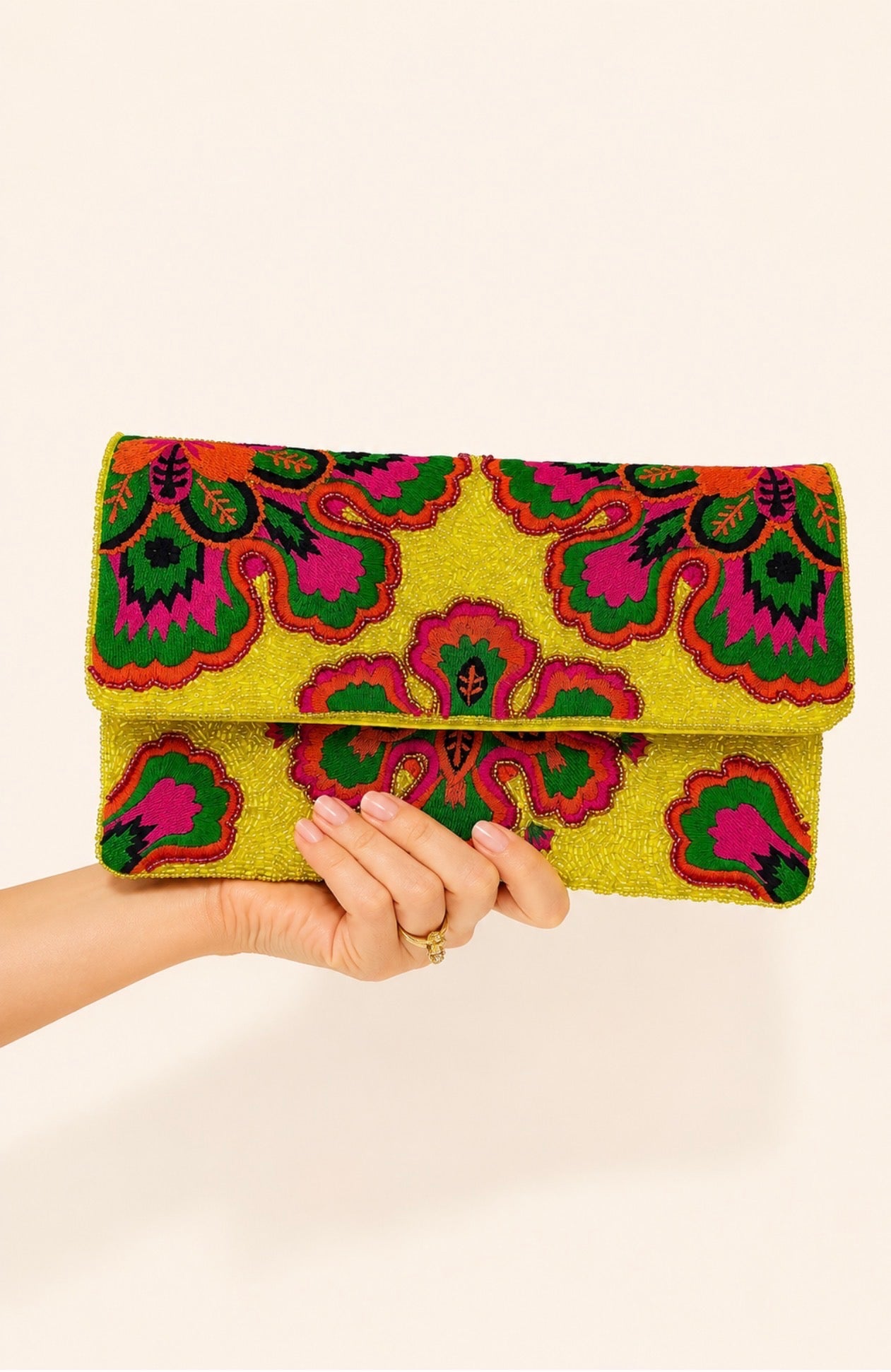 NEON GARDEN BEADED CLUTCH PURSE Judith March