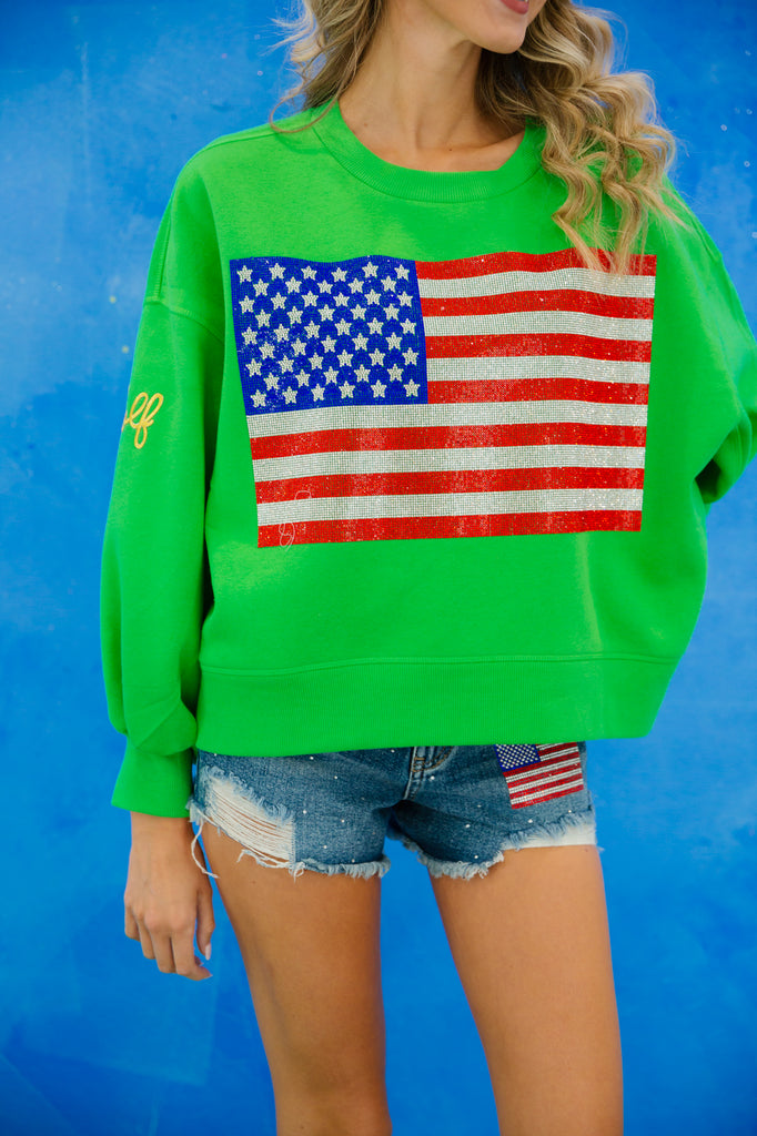 AMERICAN FLAG GREEN PULLOVER