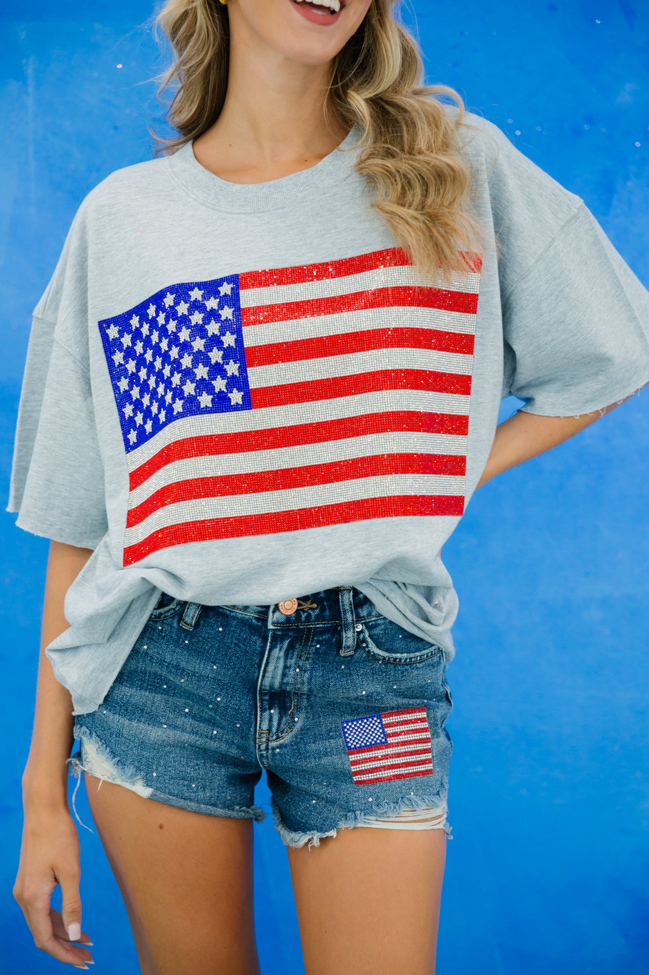 AMERICAN FLAG GREY TEE Tee Judith March SMALL