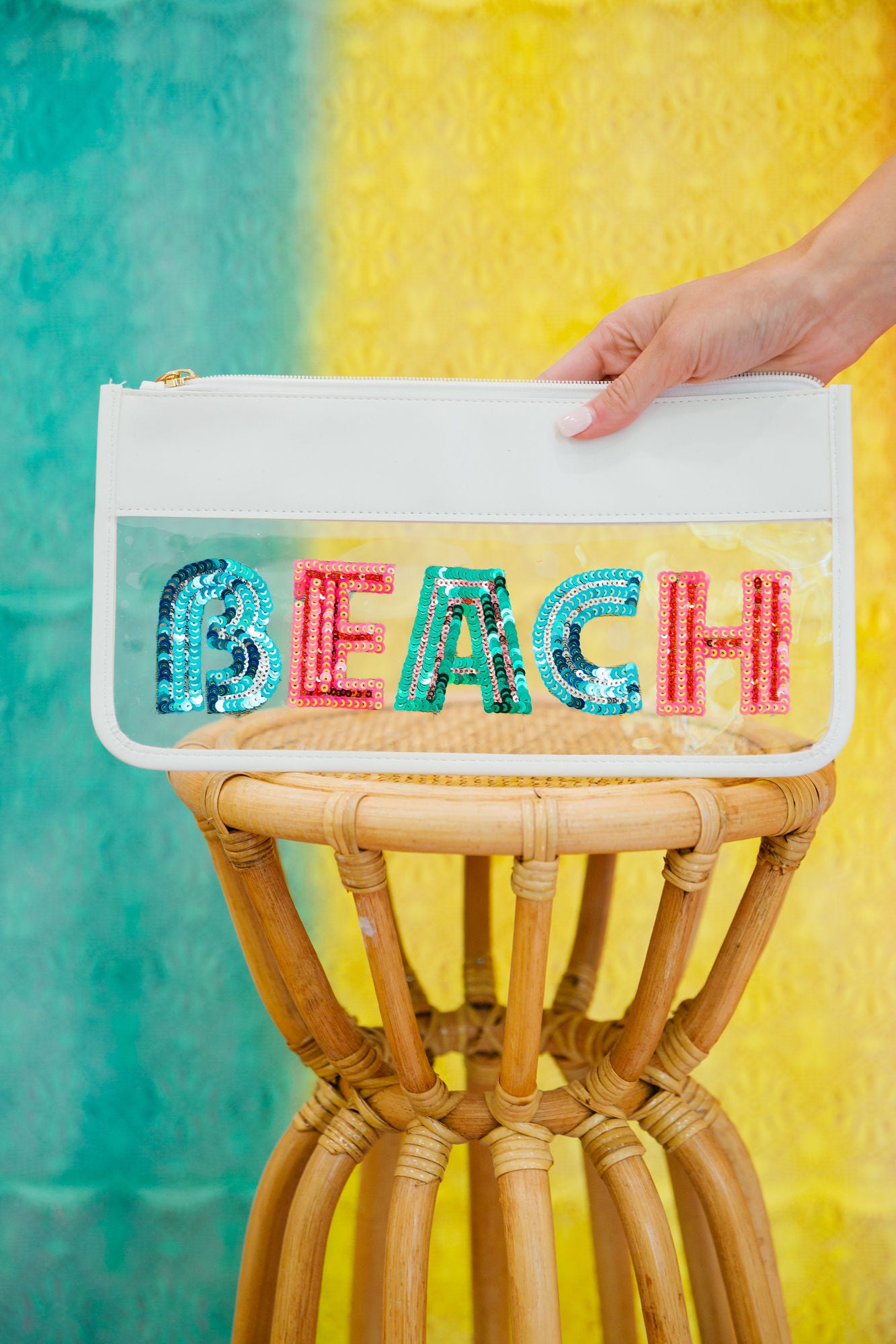 BEACH SEQUIN CLEAR BAG MAKEUP BAG Judith March   