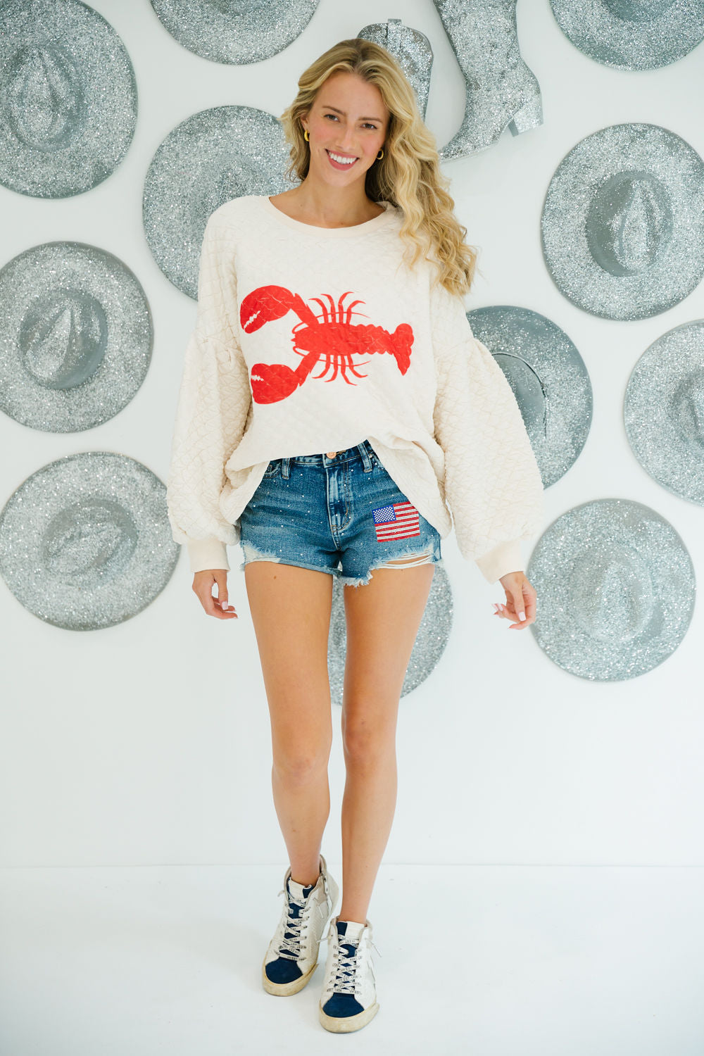 USA PATCH DENIM SHORTS Shorts Judith March