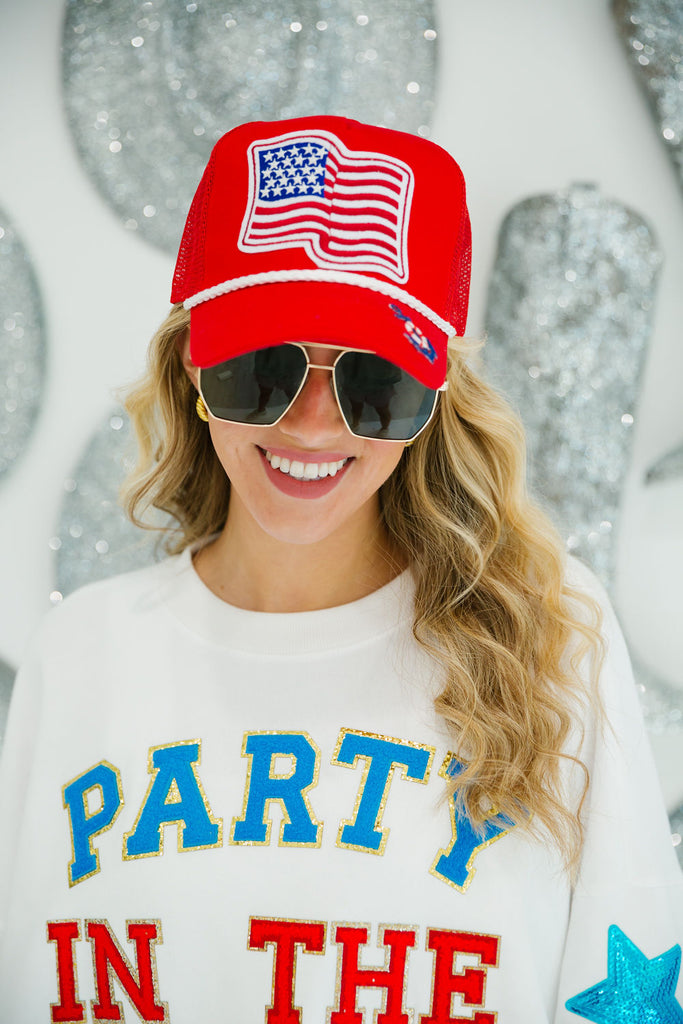 AMERICAN PLEDGE FLAG HAT TRUCKER HAT Judith March   