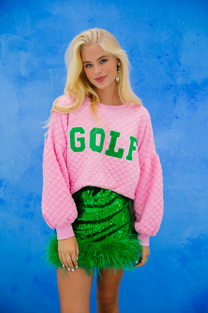 GOLF PINK QUILTED PULLOVER