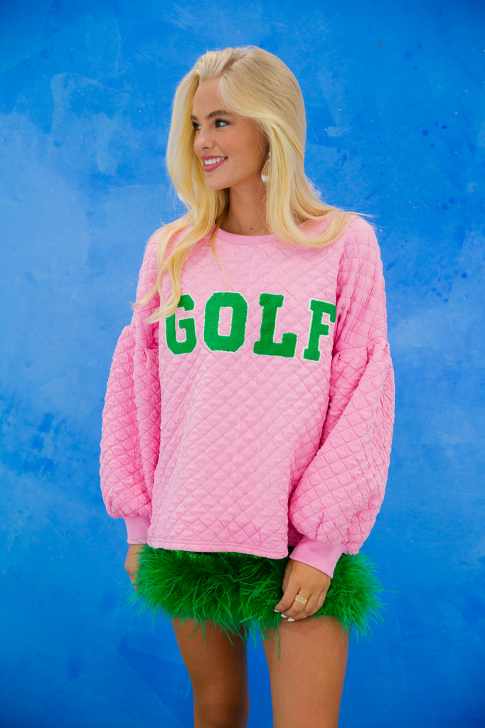GOLF PINK QUILTED PULLOVER