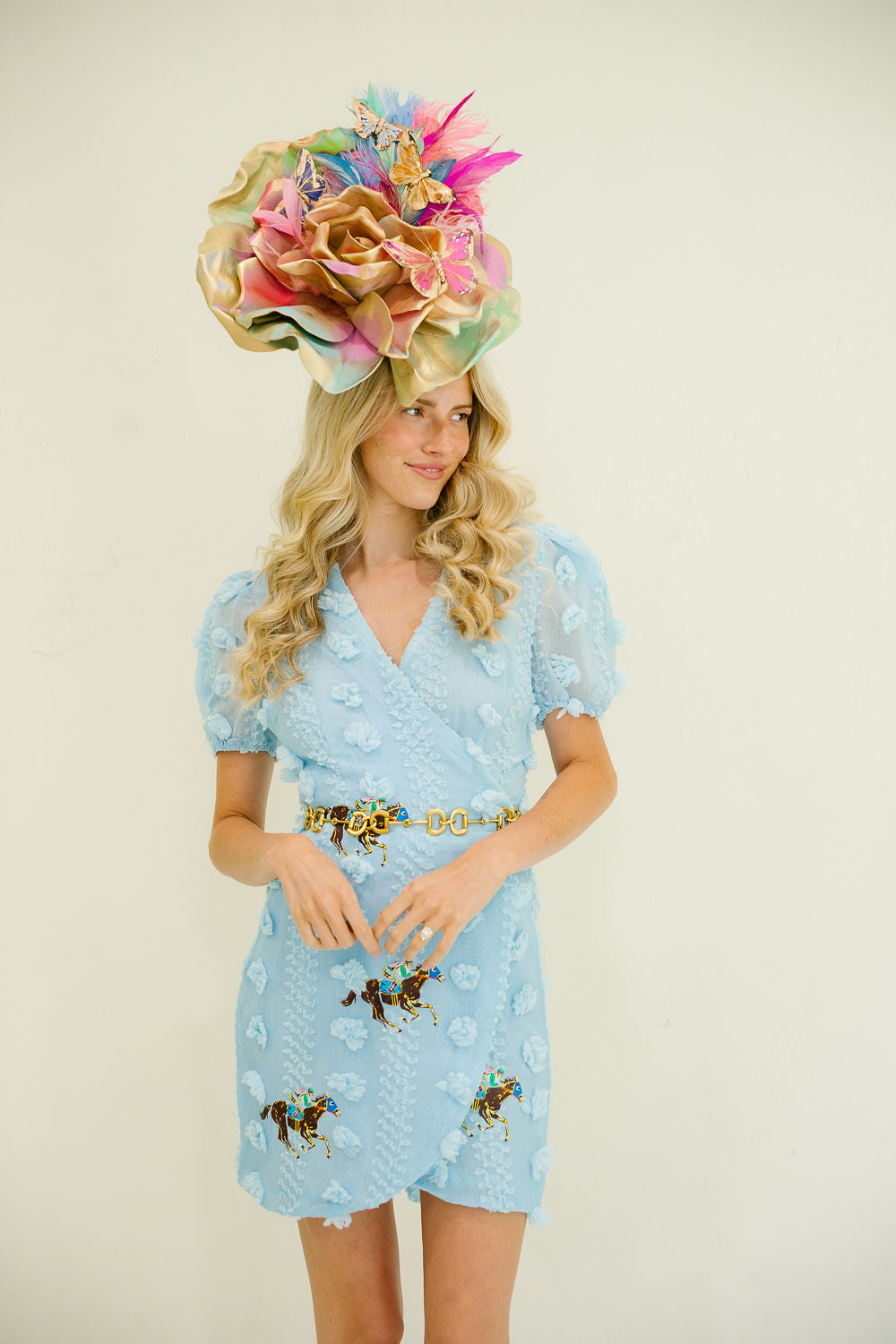 RACE SEASON BLUE WRAP DRESS DRESS Judith March