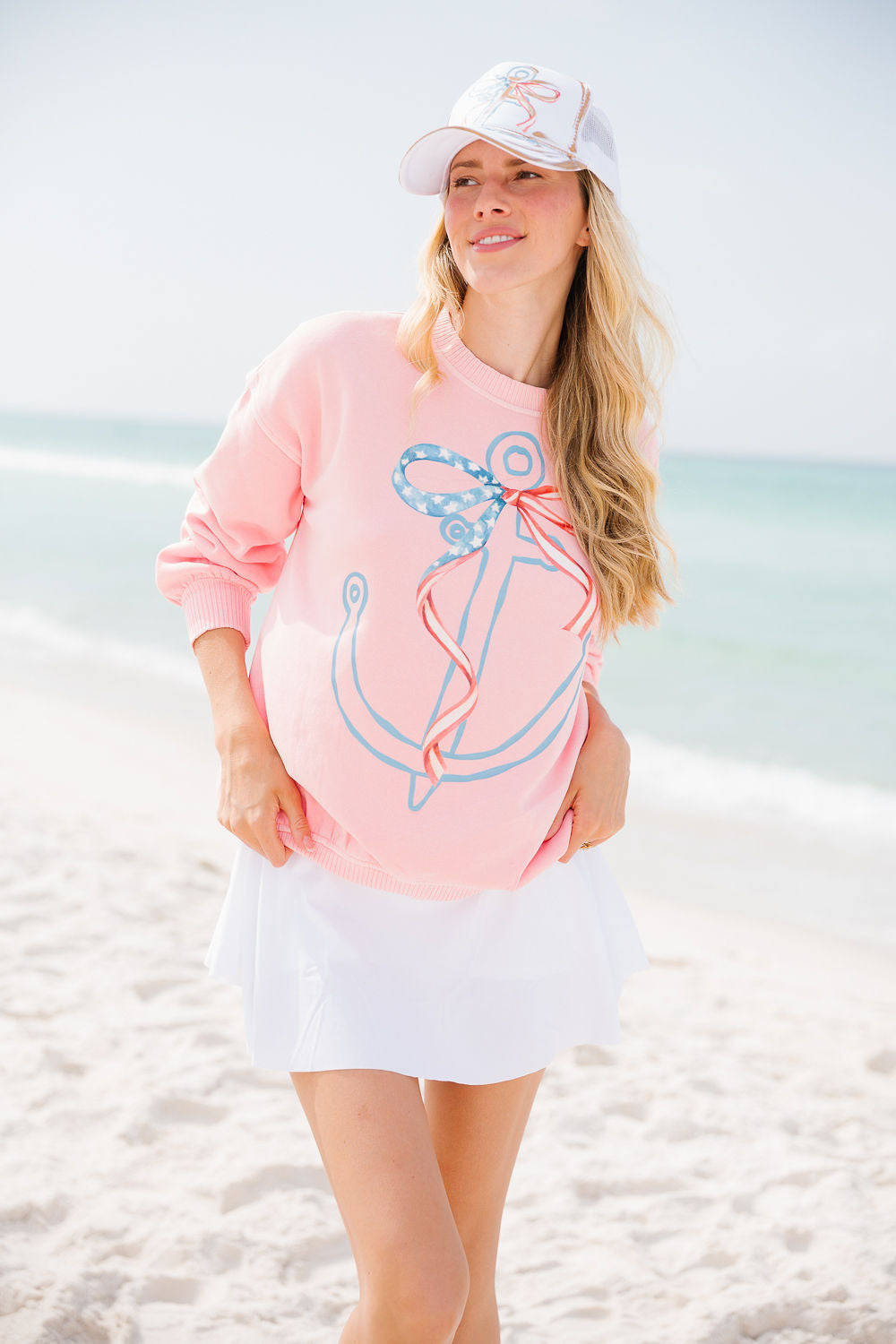 LIBERTY ANCHOR PINK PULLOVER PULLOVER Judith March