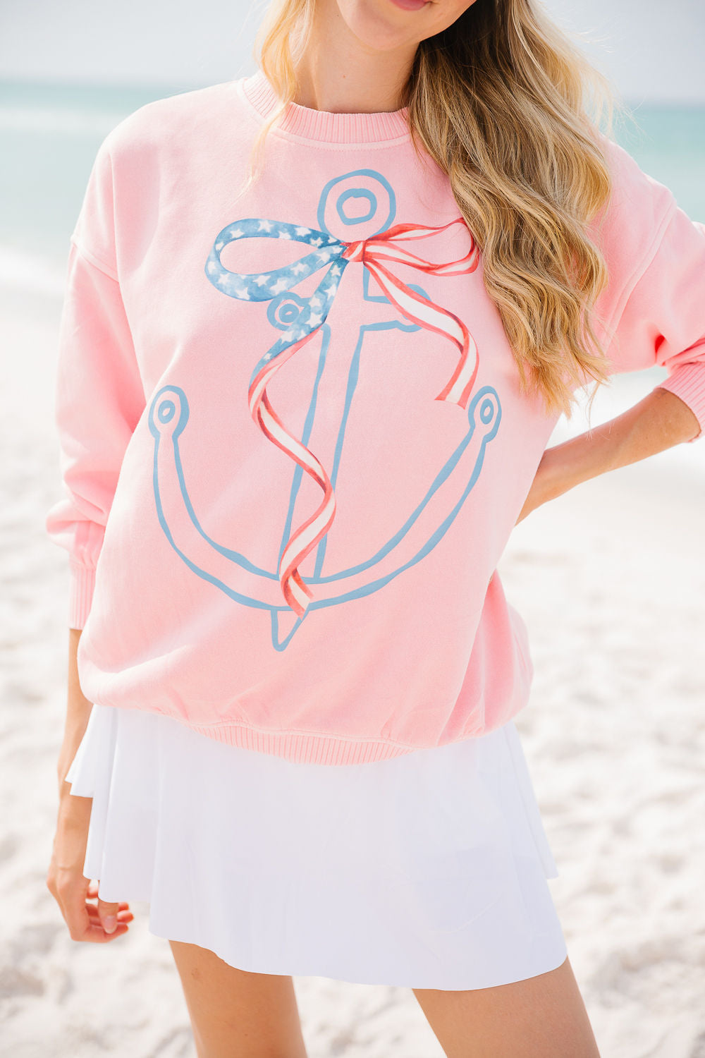 LIBERTY ANCHOR PINK PULLOVER PULLOVER Judith March