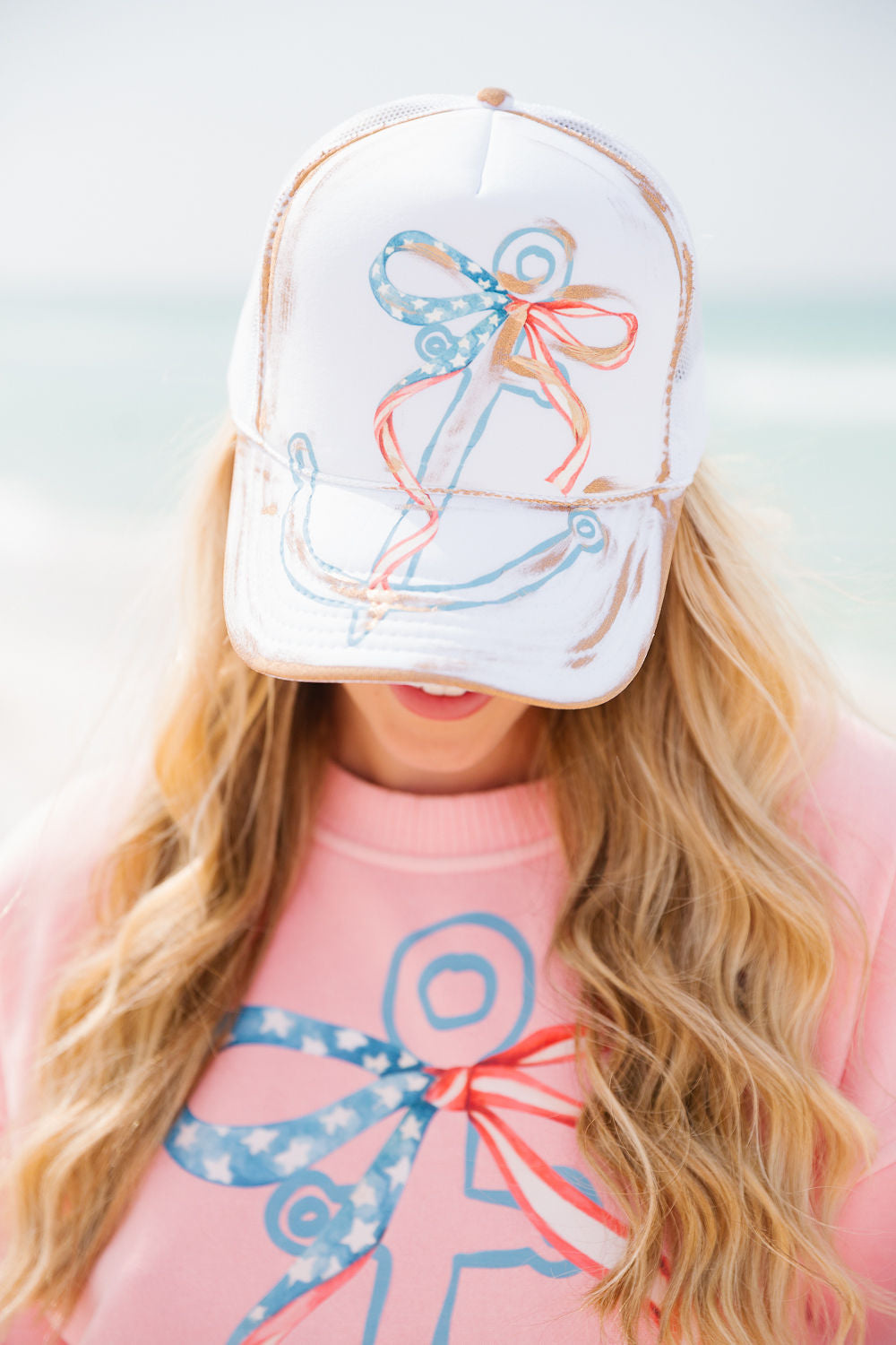 LIBERTY ANCHOR WHITE TRUCKER HAT TRUCKER HAT Judith March