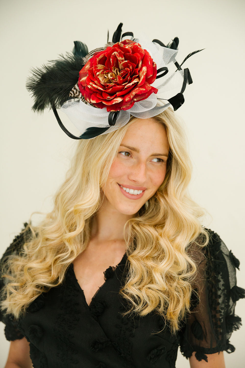 MIDNIGHT ROSE FASCINATOR FASCINATOR Judith March