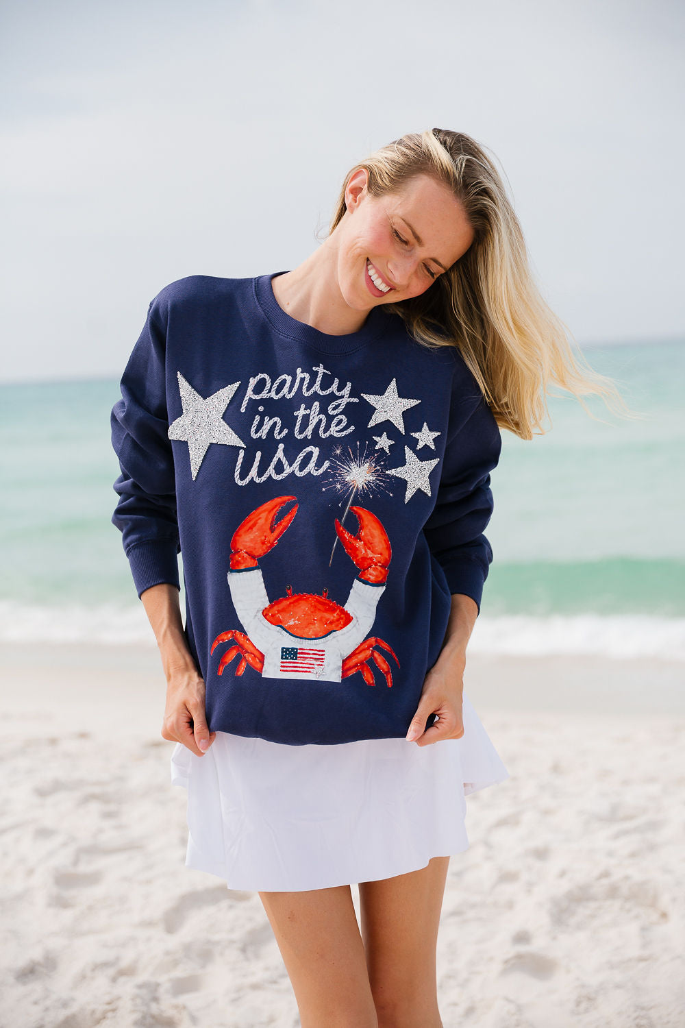 PARTY IN THE USA NAVY PULLOVER PULLOVER Judith March