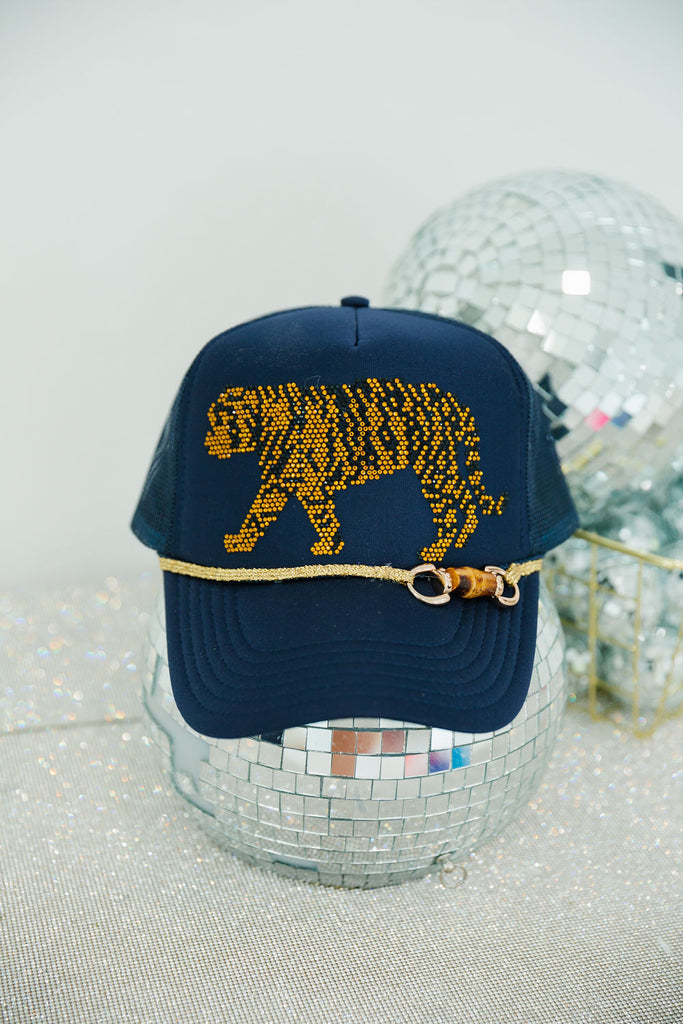 RHINESTONE TIGER NAVY HAT LIMITED EDITION Judith March Default Title