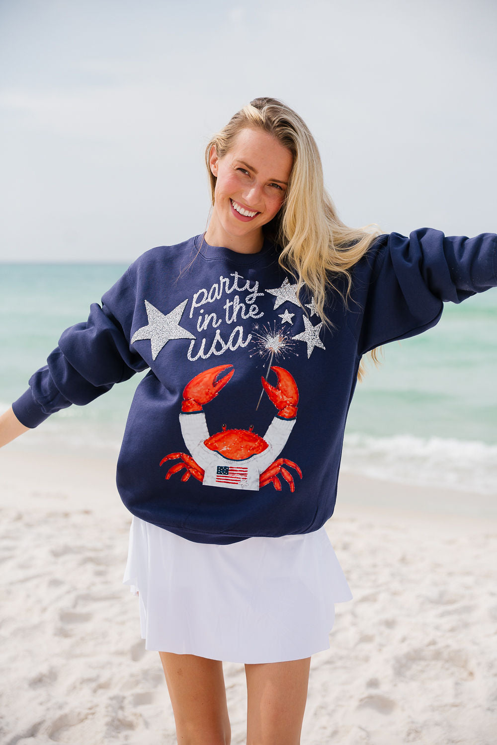 PARTY IN THE USA NAVY PULLOVER PULLOVER Judith March