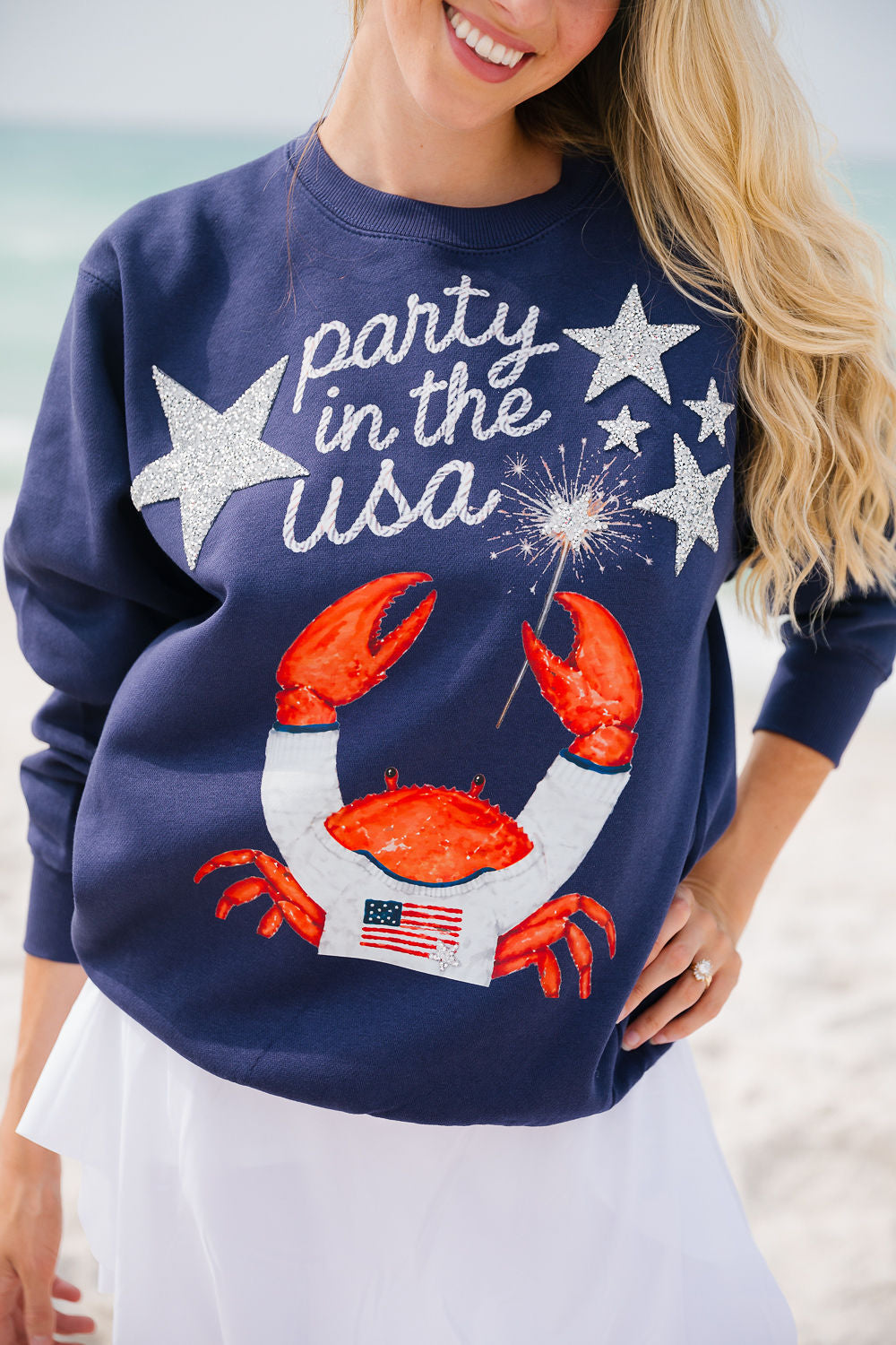 PARTY IN THE USA NAVY PULLOVER PULLOVER Judith March