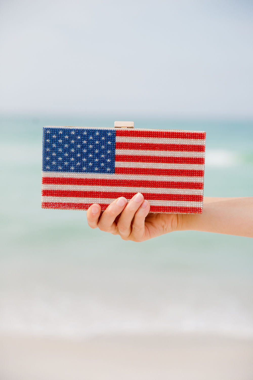AMERICAN FLAG RHINESTONE CLUTCH PURSE Judith March