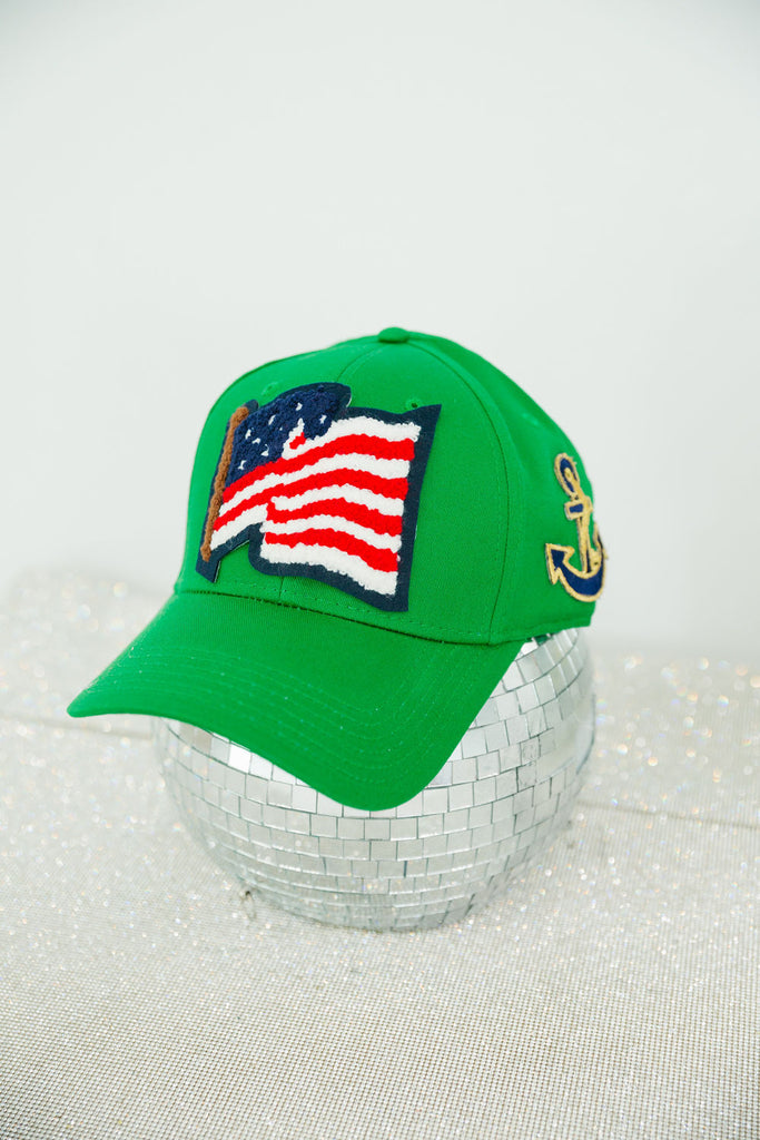 USA FLAG GREEN HAT
