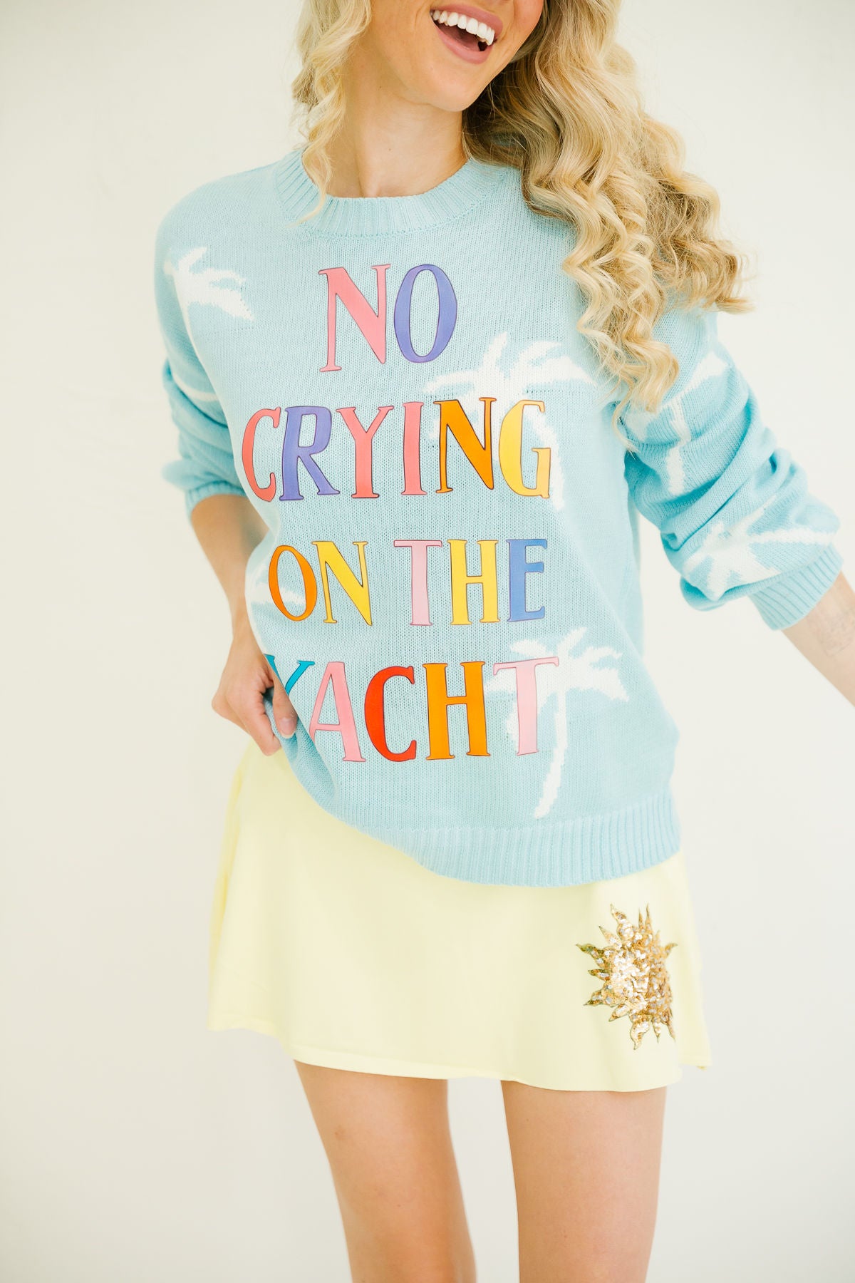 NO CRYING ON THE YACHT BEACH SWEATER SWEATER Judith March