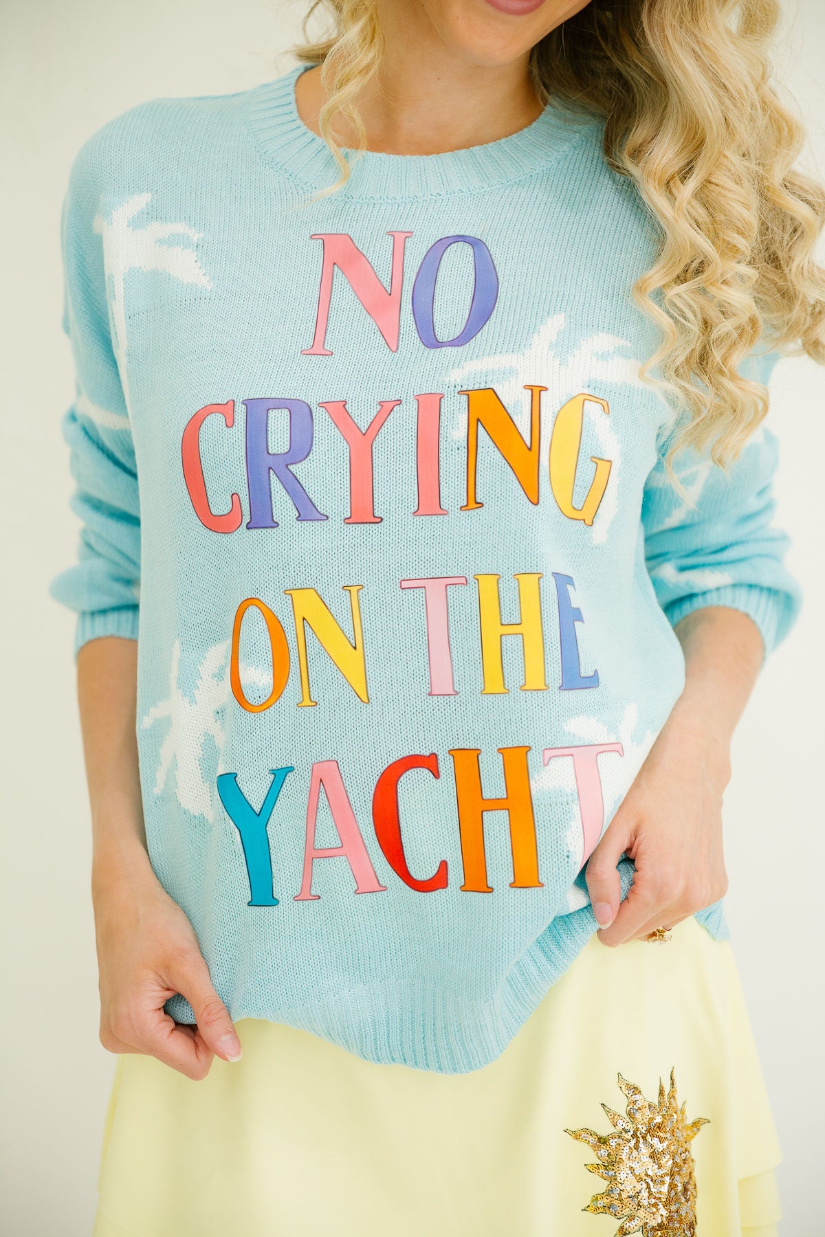 NO CRYING ON THE YACHT BEACH SWEATER SWEATER Judith March