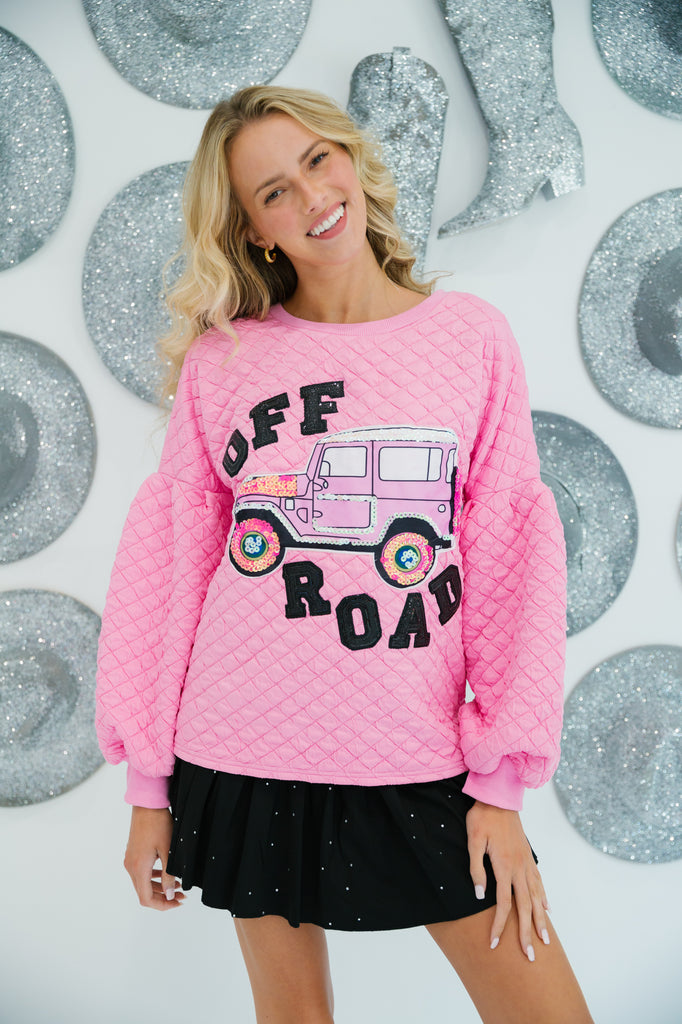 OFF ROAD PINK QUILTED PULLOVER