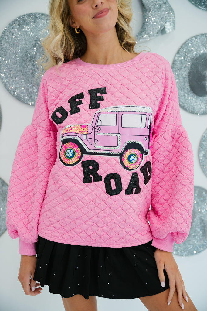 OFF ROAD PINK QUILTED PULLOVER