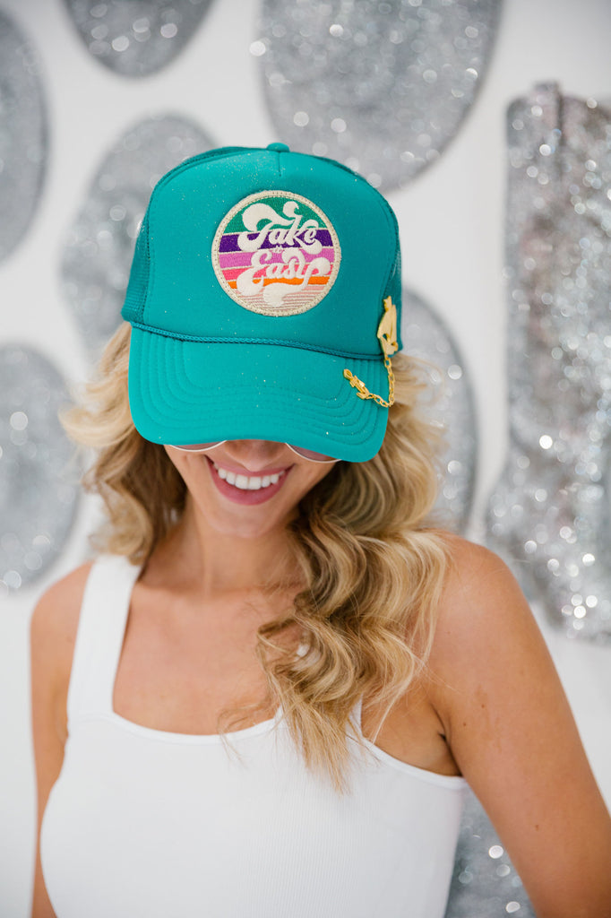 TAKE IT EASY GLITTER TRUCKER HAT LIMITED EDITION Judith March   