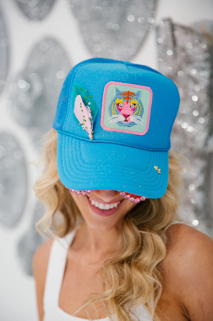 ABSTRACT TIGER BRIGHT BLUE TRUCKER LIMITED EDITION Judith March   