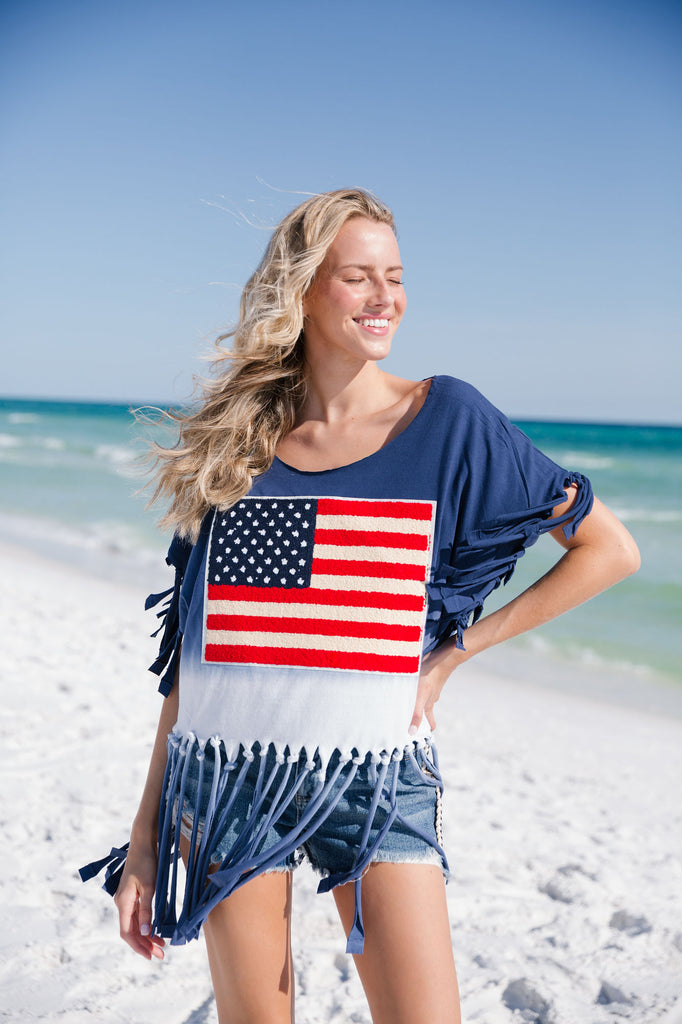 LIBERTY TIE DYE FRINGE TEE Tee Judith March   
