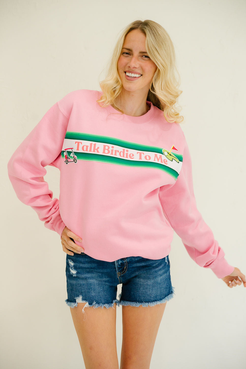 TALK BIRDIE TO ME PINK PULLOVER PULLOVER Judith March