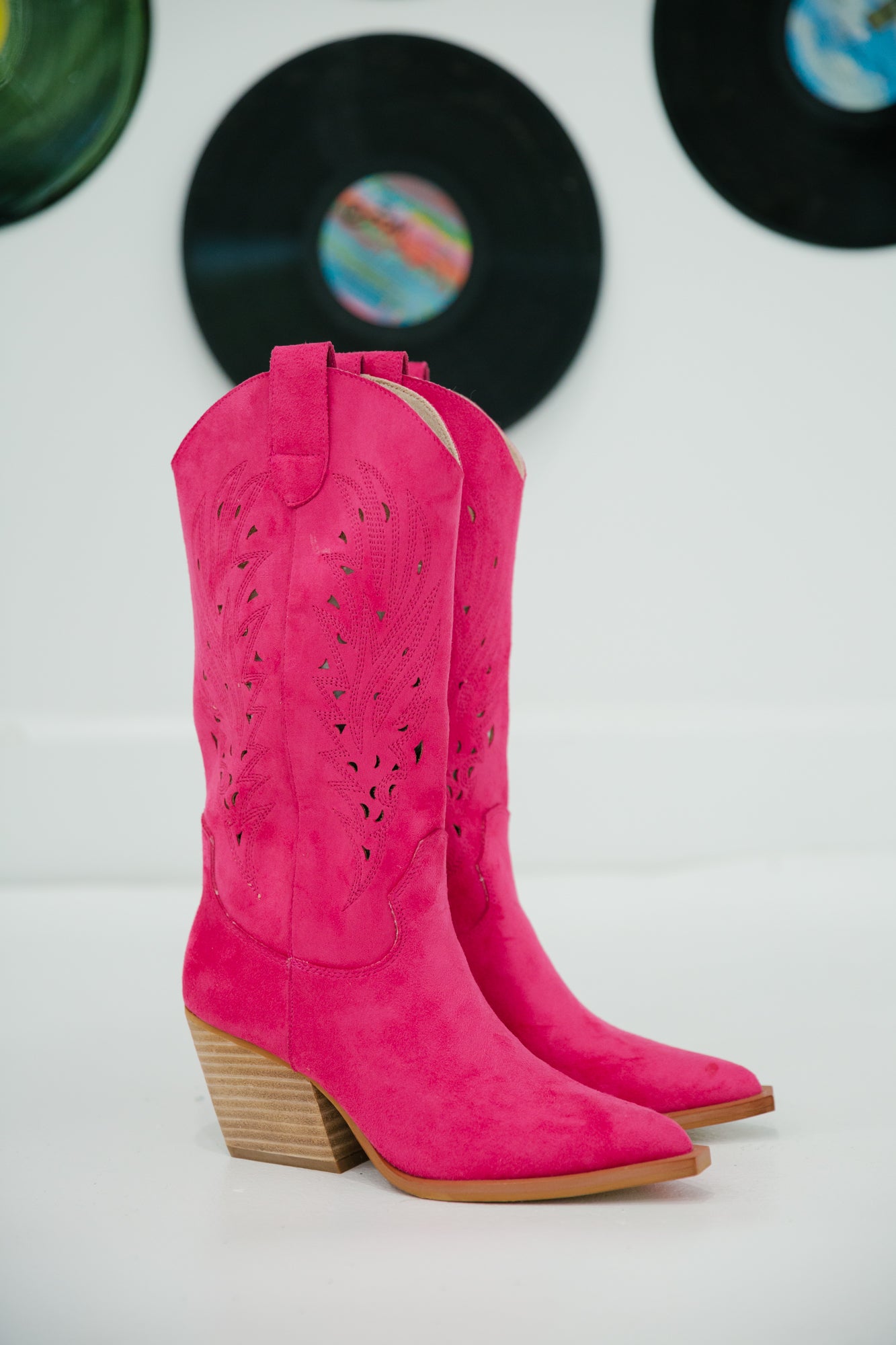 PINK SUEDE COWGIRL BOOTS BOOTS Judith March   