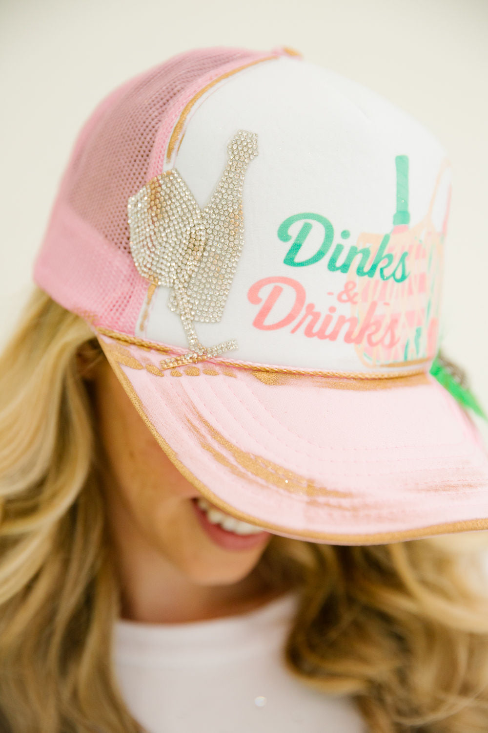 DINKS & DRINKS PINK TRUCKER HAT TRUCKER HAT Judith March