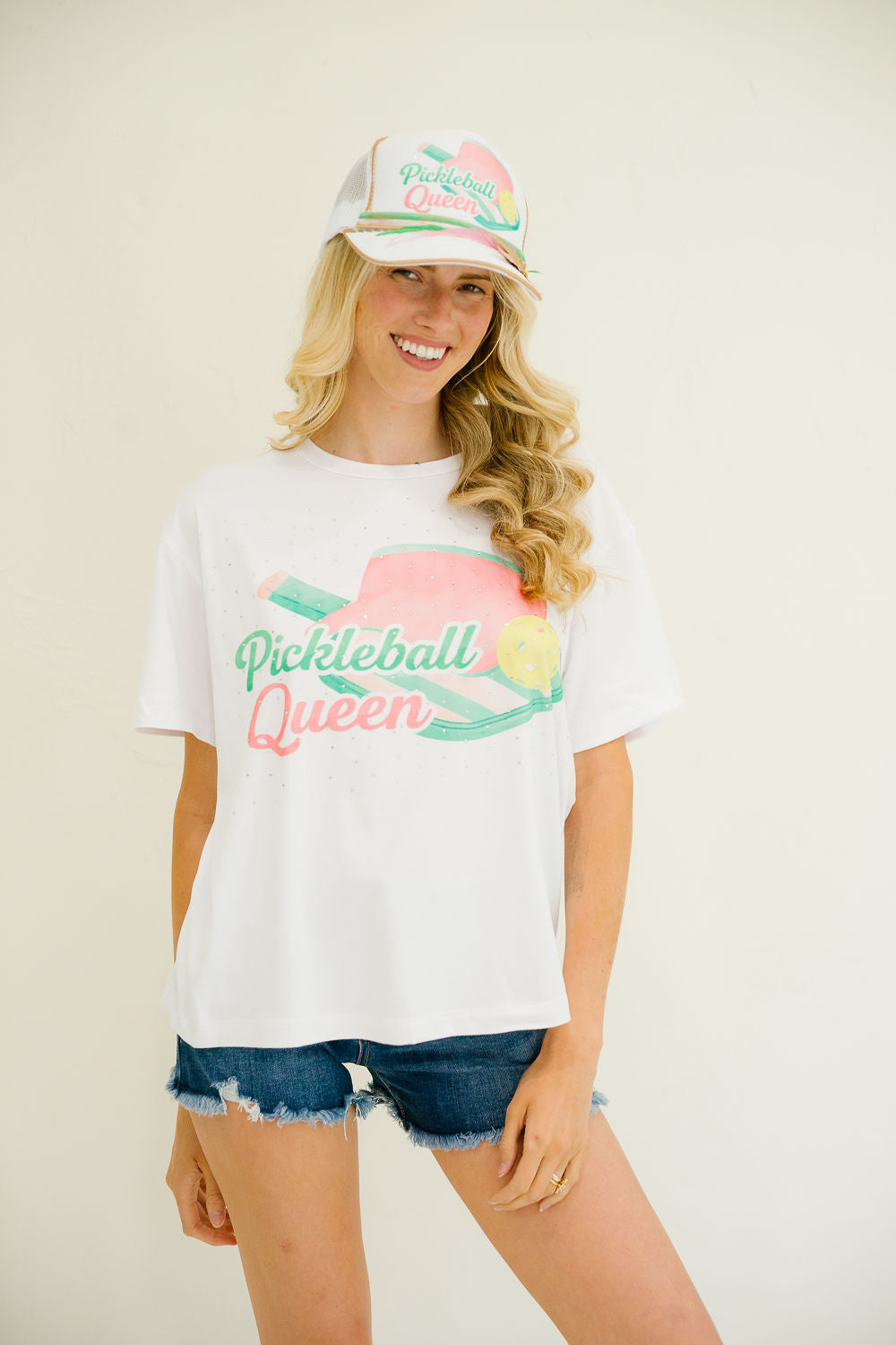 PICKLEBALL QUEEN WHITE TEE TEE Judith March
