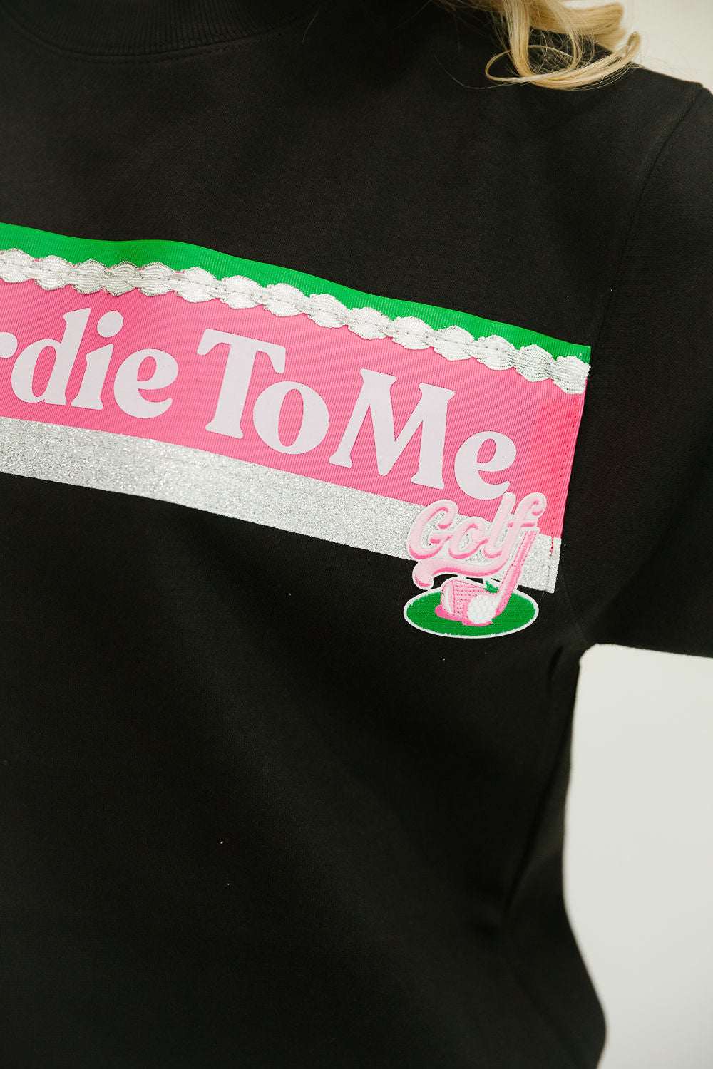 TALK BIRDIE TO ME BLACK PULLOVER PULLOVER Judith March