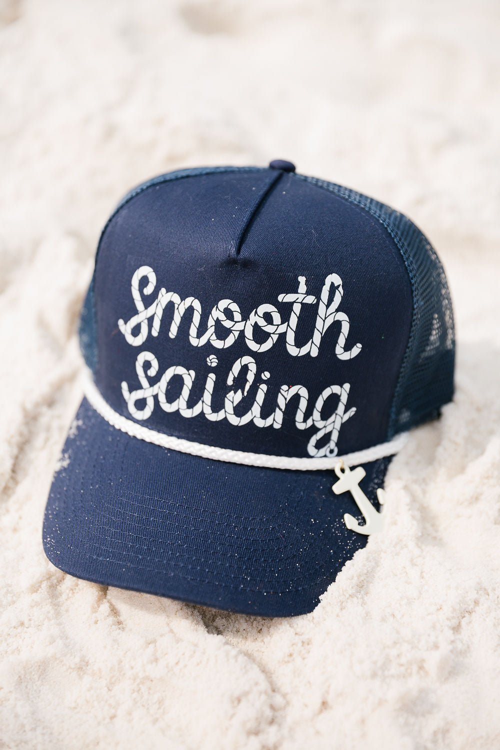 SMOOTH SAILING NAVY STRUCTURED HAT TRUCKER HAT Judith March