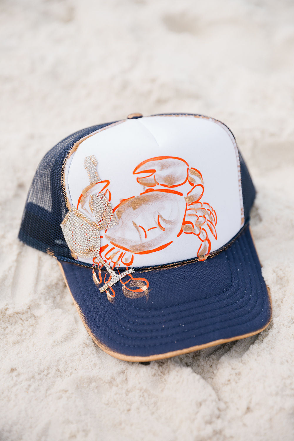 TIPSY CRAB NAVY TRUCKER HAT TRUCKER HAT Judith March