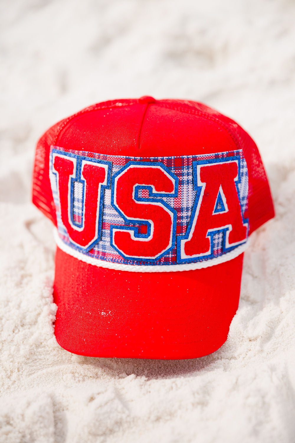 USA PLAID STRUCTURED HAT TRUCKER HAT Judith March