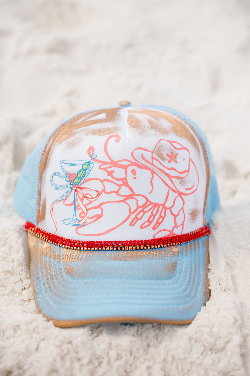 COASTAL CHEERS BLUE TRUCKER HAT TRUCKER HAT Judith March