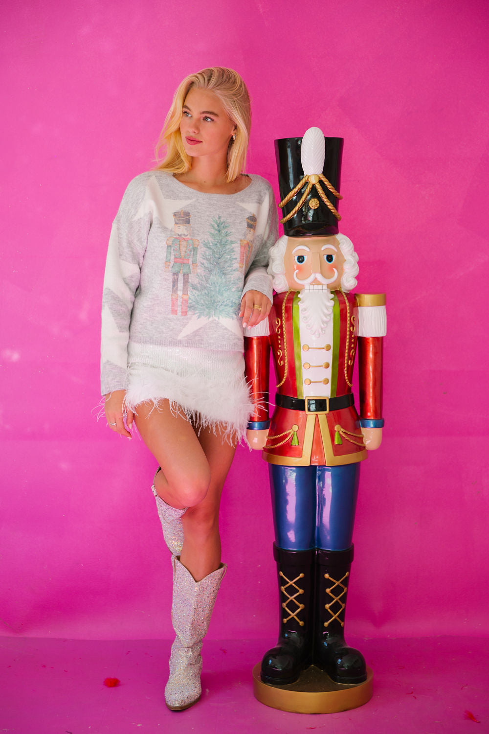 NUTCRACKER TREE GREY STAR SWEATER SWEATER Judith March