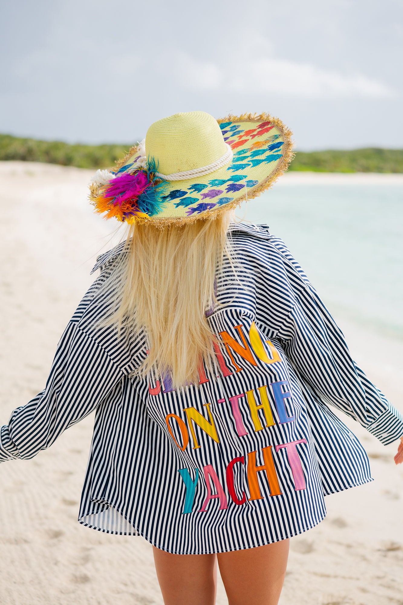 NO CRYING ON THE YACHT STRIPED BUTTON DOWN Button Down Judith March