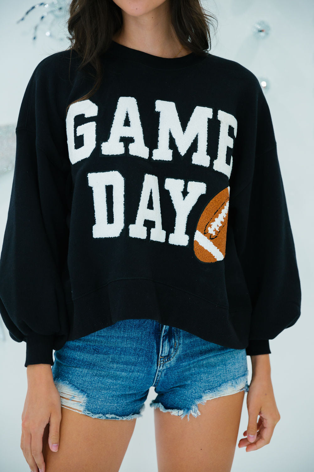 GAME DAY VARSITY FOOTBALL PULLOVERS gameday23 Judith March SMALL BLACK WITH WHITE LETTERS