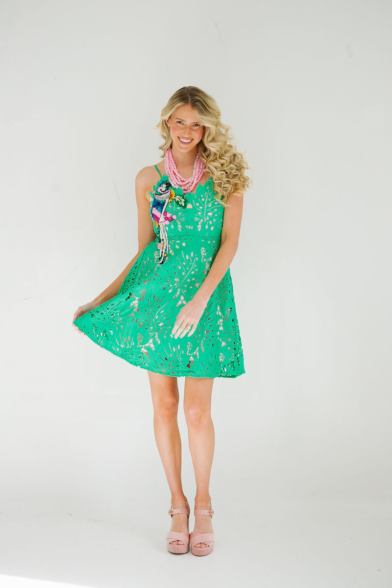 PARROT GREEN LACE DRESS DRESS Judith March