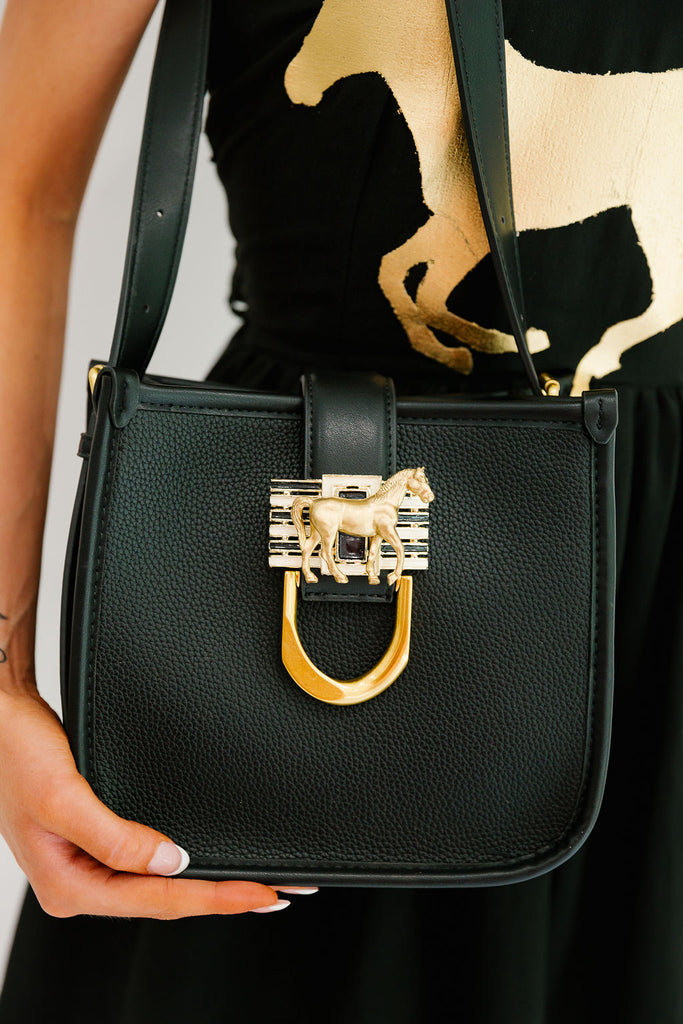 GOLDEN HORSE BLACK PURSE PURSE Judith March