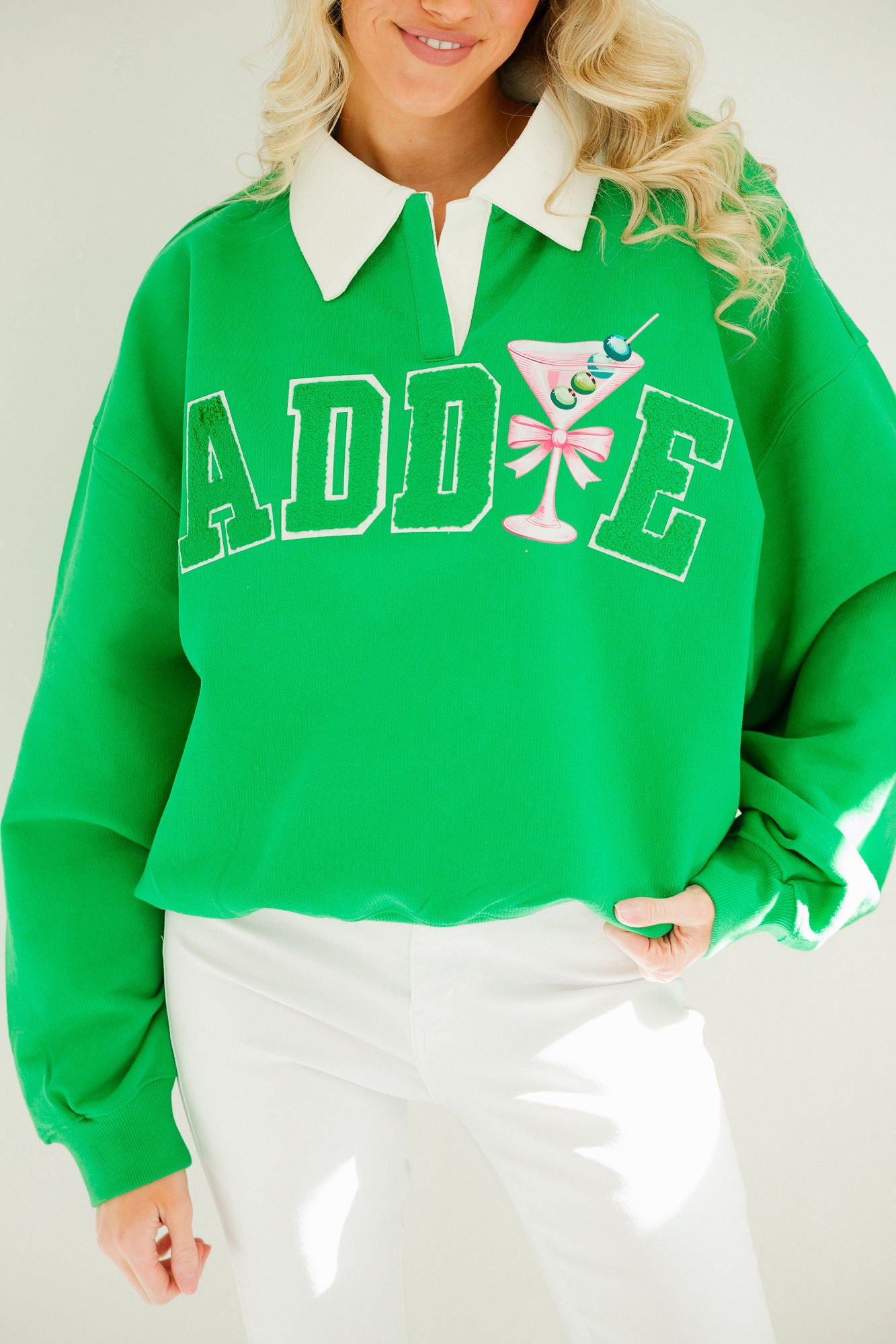 CADDIE GREEN CREW NECK PULLOVER Judith March