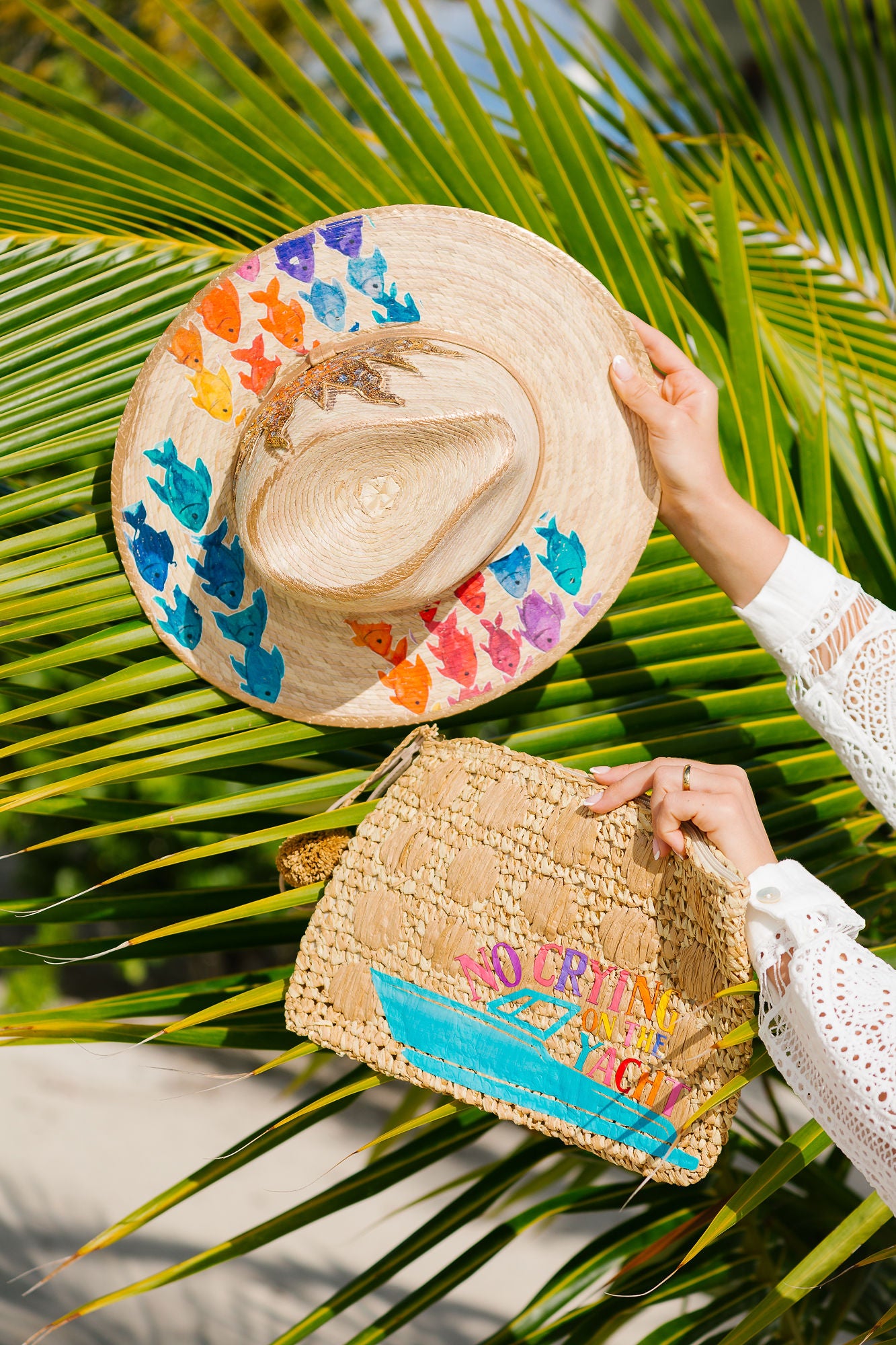 NO CRYING ON THE YACHT STRAW CLUTCH Clutch Judith March