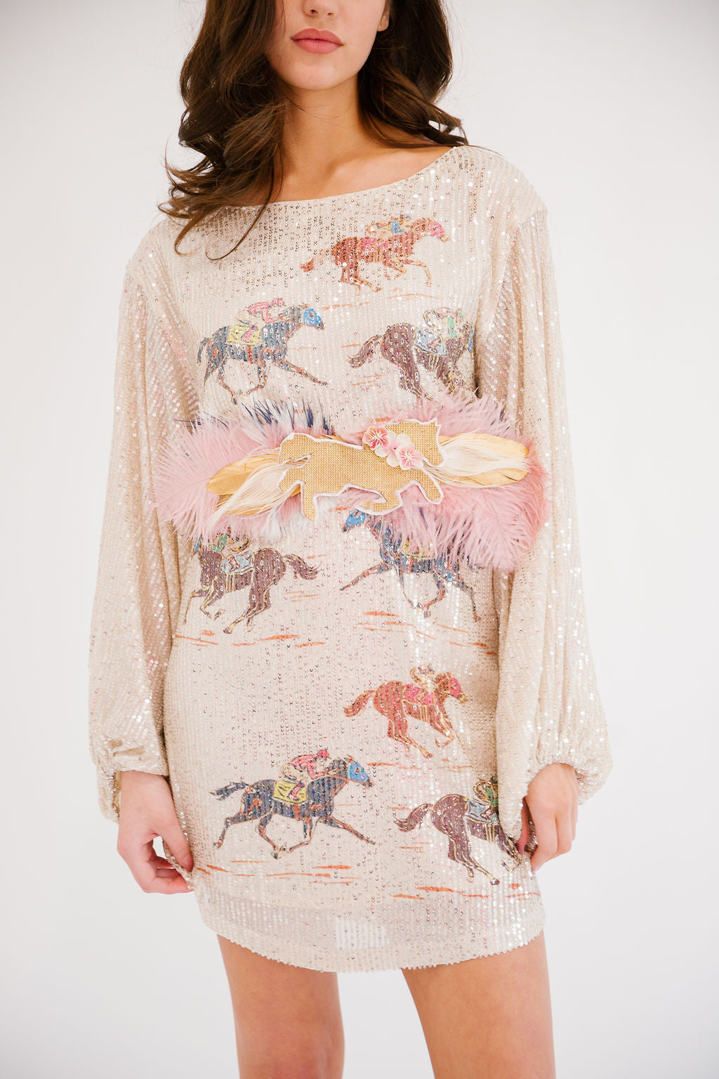 OFF TO THE RACES LONG-SLEEVE SEQUIN DRESS DRESS Judith March
