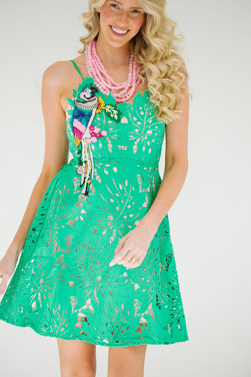 PARROT GREEN LACE DRESS DRESS Judith March