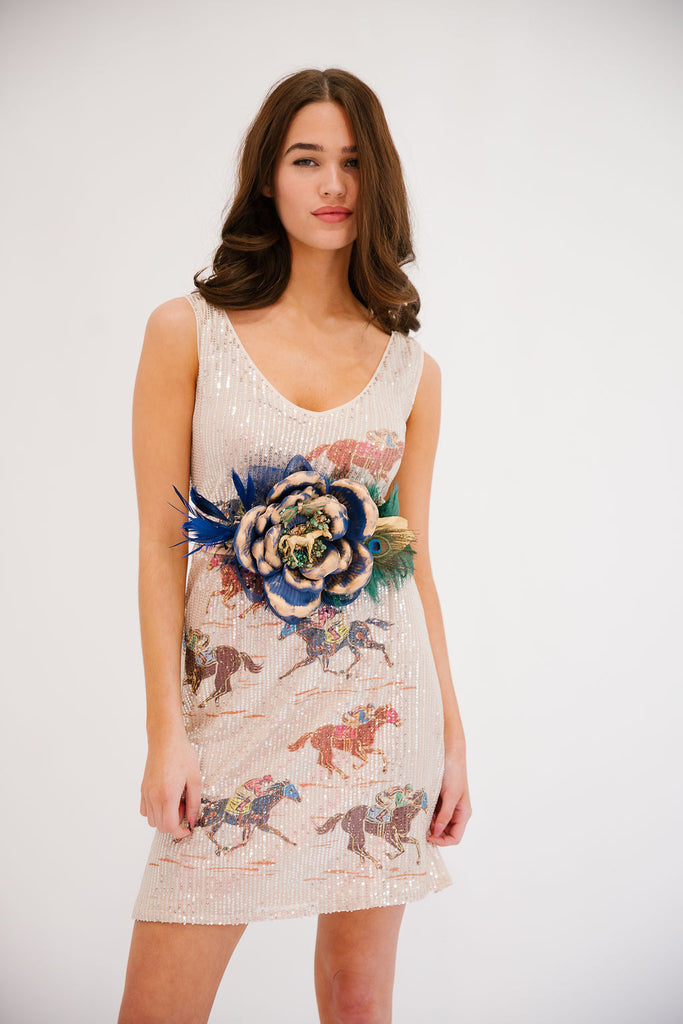 OFF TO THE RACES SLEEVELESS SEQUIN DRESS DRESS Judith March
