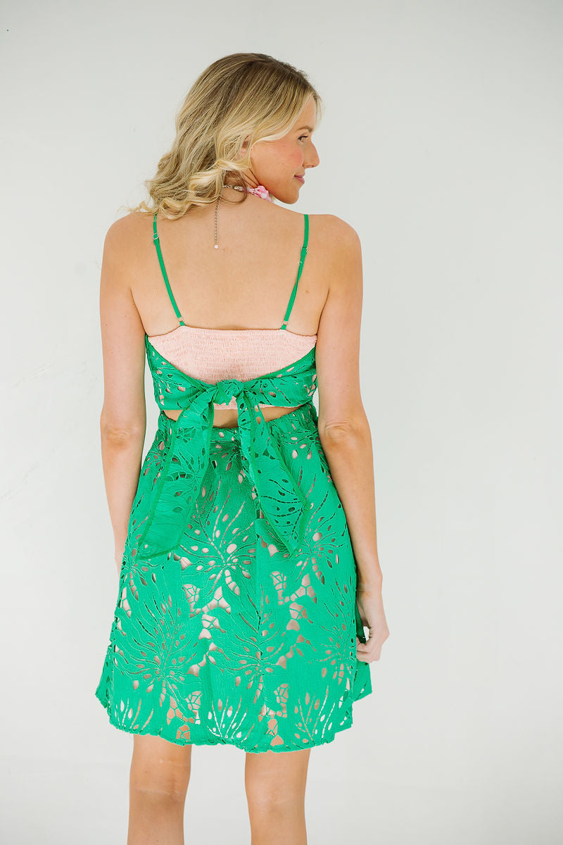 PARROT GREEN LACE DRESS MEDIUM