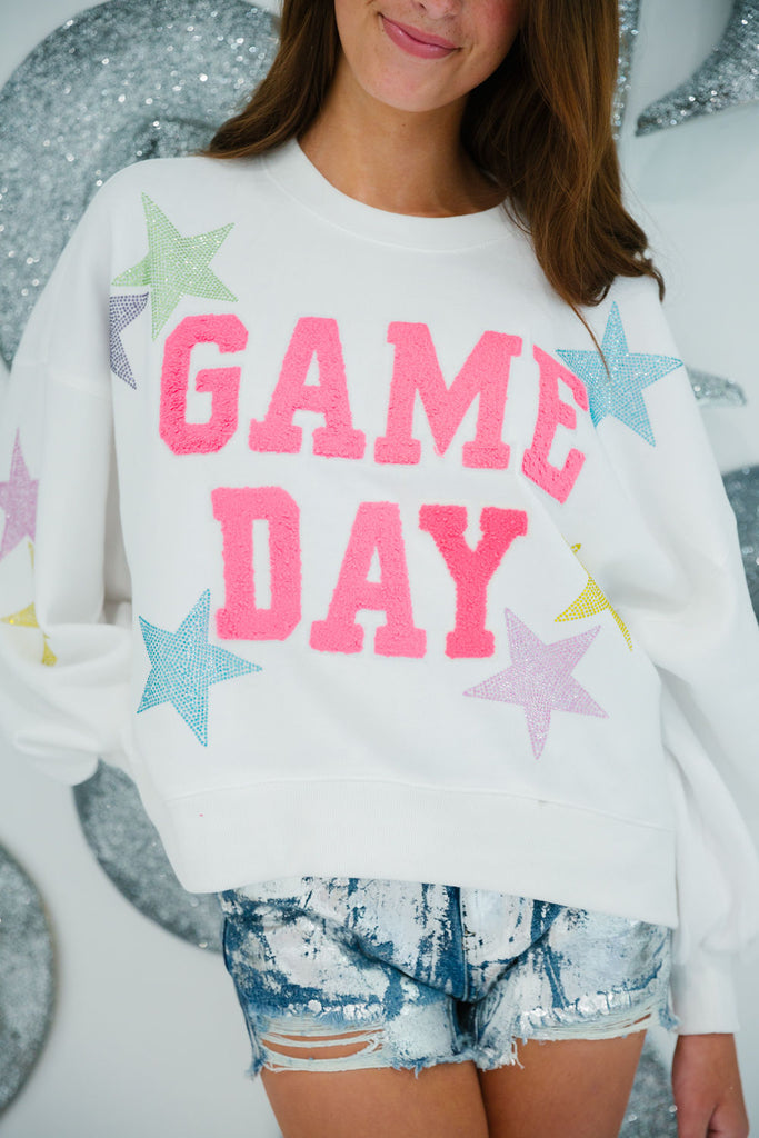 GAME DAY PINK VARSITY STAR PULLOVER