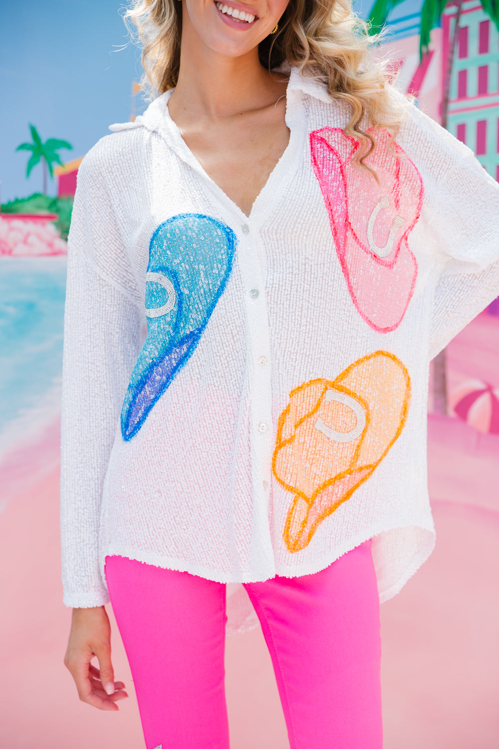 COWBOY SEQUIN BUTTON UP Judith March SMALL