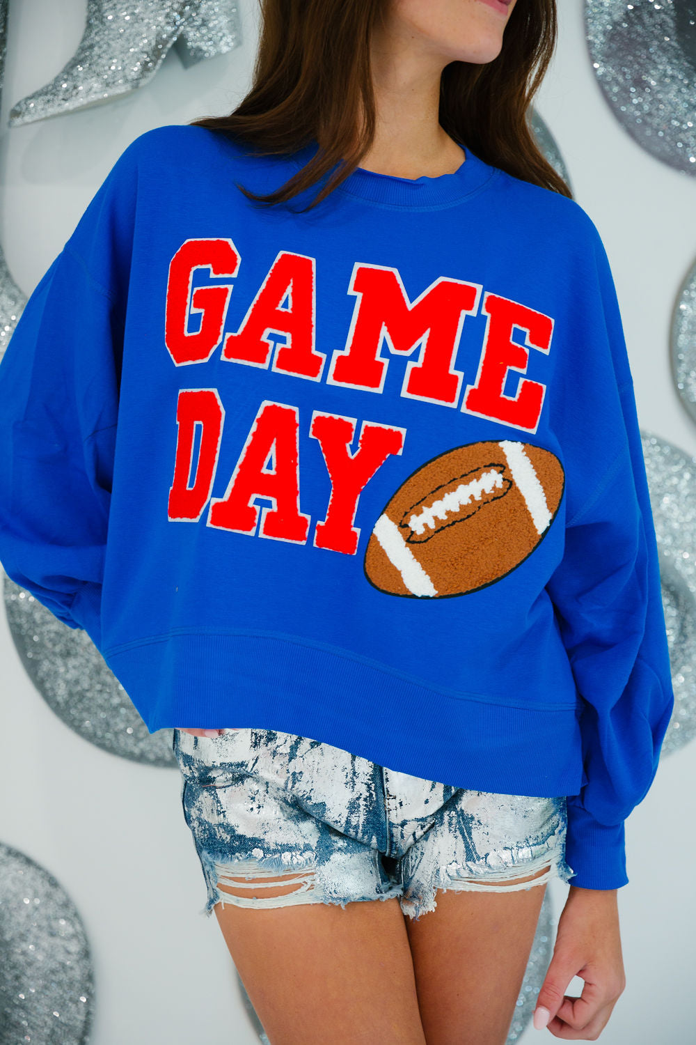 GAME DAY VARSITY FOOTBALL PULLOVERS gameday23 Judith March SMALL ROYAL WITH RED LETTERS 