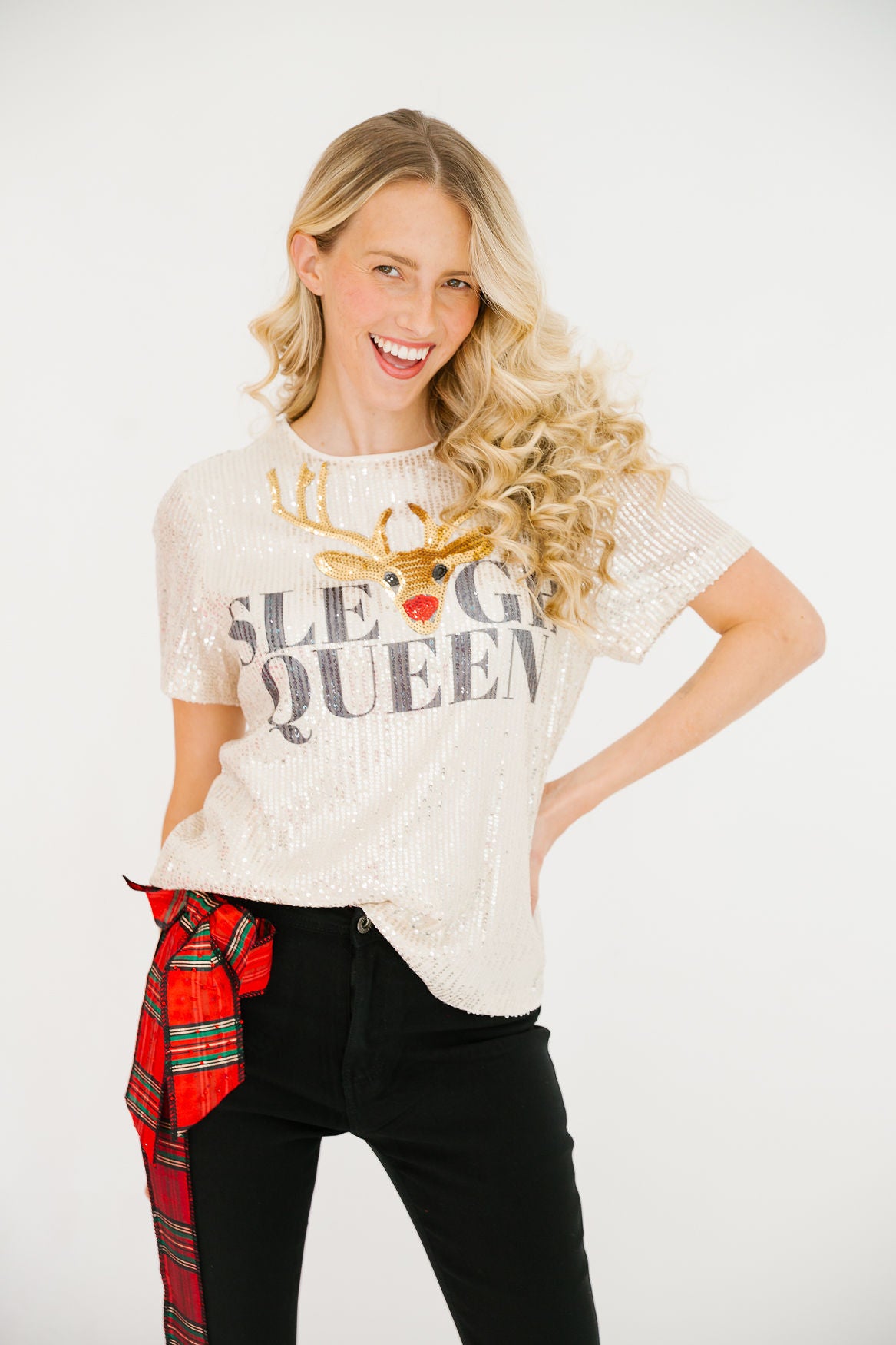 SLEIGH QUEEN GOLD SEQUIN TOP TOP Judith March